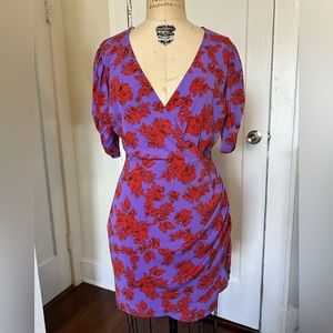 All In Favor Mini dress, size L, large, stretch fabric, purple, red